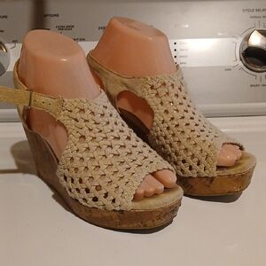 Jellypop Beige Woven Wedge Sandals